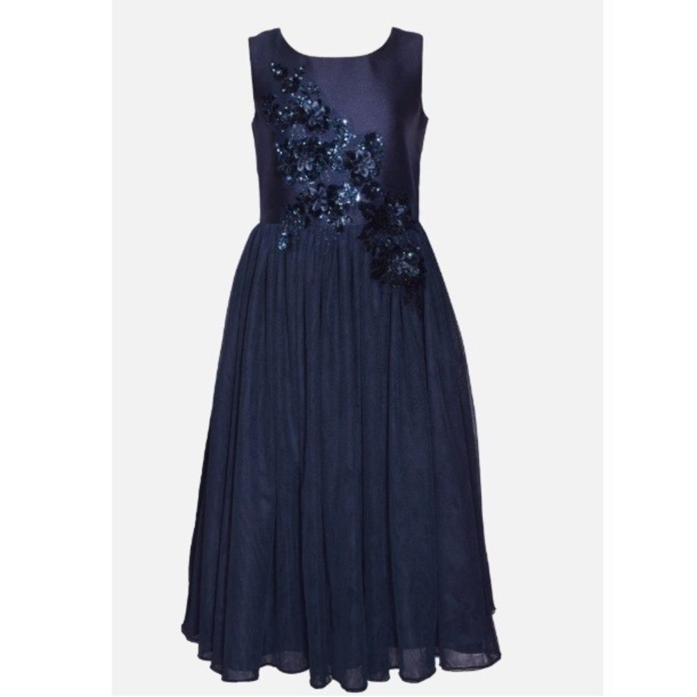 Iris & Ivy‎ Girls Navy Sequin Appliqué Formal Party Gown NWT Size 7